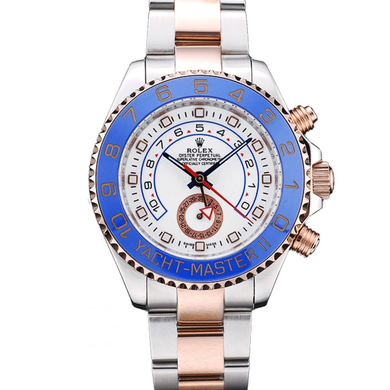 Aaa replica watch Dial Watch Rolex Ceramic Yachtmaster Bezel Blue White 0807